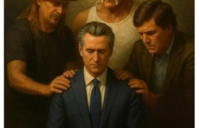 Gavin Newsome posts a satirical picture picture posing as Donald Trump