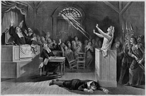 drawing of a witch trial