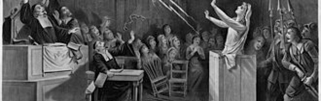 drawing of a witch trial